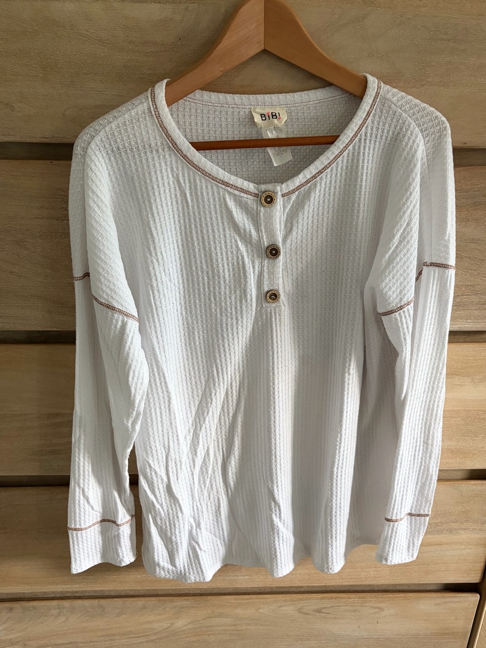 Pinkblush White Waffle Knit Long Sleeve Henley (maternity)